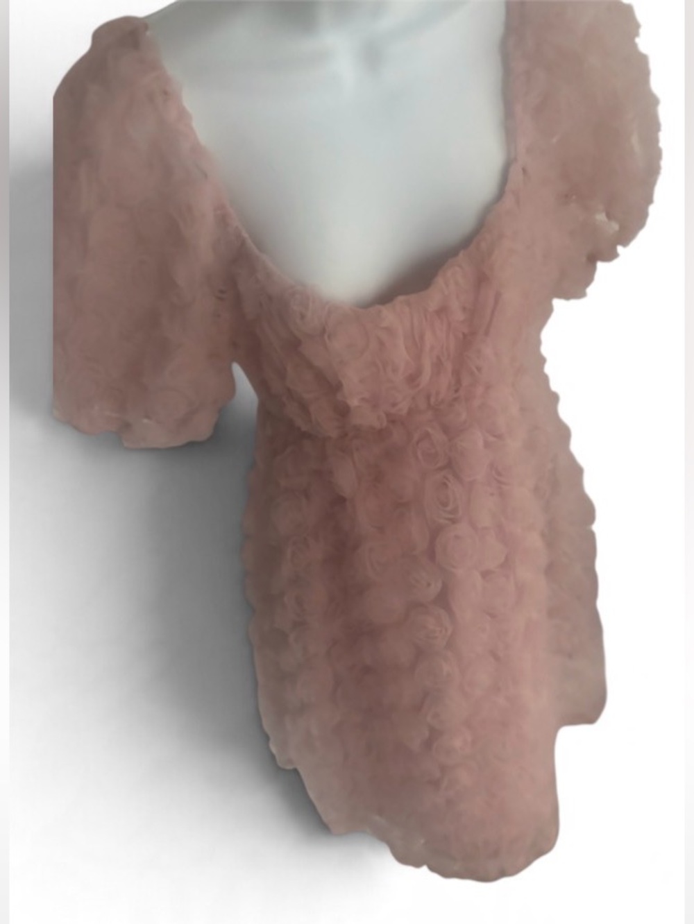 Luxe babydoll Nude pink floral mini dress Chic Barbie vibes Size